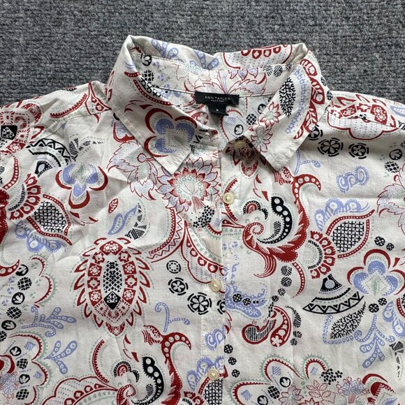 Ann Taylor Factory Top Womens M Paisley Button-Up Shirt Boho Fairy Business - Picture 2 of 13